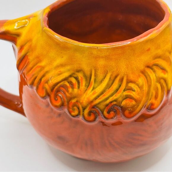 Pacific Stoneware Signed B Walsh 1969 Coffee Mug Cat Feline Orange - Picture 6 of 10